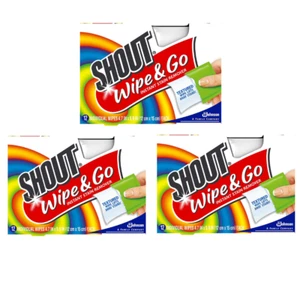 Shout Wipe & Go, eliminador instantáneo de manchas, (12 - toallitas individuales) - paquete de - 3 - Imagen 1 de 5