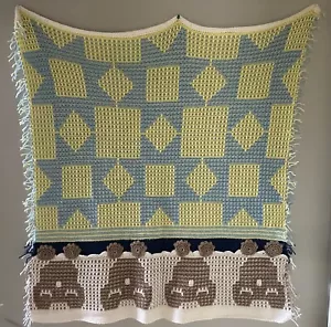 Unique Knitting Vintage 39x34 Inches - Picture 1 of 6