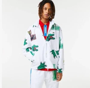 BNWT $260 Lacoste Graphic Logo Jacket! White With Huge Alligator OVERSIZED FIT - Picture 1 of 9