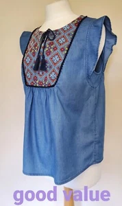 Springfield Womens Denim Top UK Size 10 - Picture 1 of 5