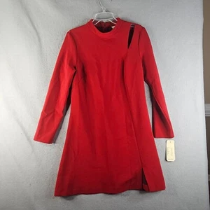 Nicole Miller Artelier Dress Womens Large Red Sleek Cutout Structured Modern USA - Picture 1 of 10