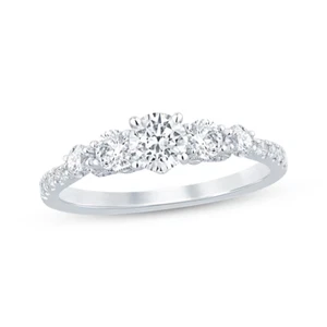 Brillante anillo de compromiso redondo de diamantes cultivados en laboratorio de 1,35 quilates para mujer en platino 950 - Imagen 1 de 6