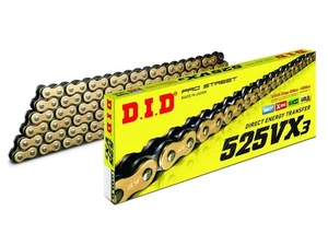 DID 525 VX3 G&b x-Ring Motorcycle Chain Gold With Clip #112Glieder - Bild 1 von 3