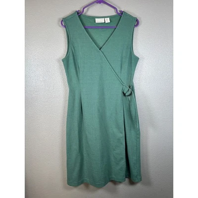 Vestido midi Cynthia Rowley verde envolvente sintético con cinturón cuello en V sin mangas para mujer M Foto 1 de 4