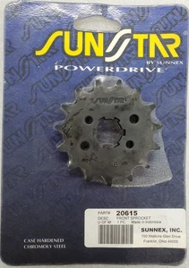 20615 SUNSTAR FRONT STEEL SPROCKET 428 PITCH 15 TOOTH SUZUKI,YAMAHA,HONDA NOS - Picture 1 of 5