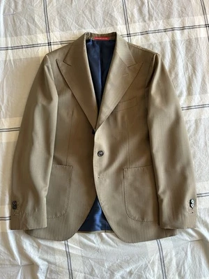 Ajustadores de terno Solari Sartoria Rossi feito sob medida bege bronzeado marrom 46 Itália 36 - Imagem 1 de 4