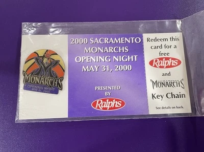 Sacramento Monarchs Opening Night - 2000 WNBA Pin - Ralphs Key Chain Promo - Image 1 of 3