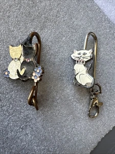 Vintage Katze Haken Ziehen Schwarz und Weiß Katze Geldbörse Schlüsselhalter - Bild 1 von 14