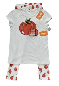 Gymboree Girls 7 8 SS Patchwork Pumpkin Appliqué Top 8 & Pumpkin Leggings 7 NWT - Picture 1 of 3
