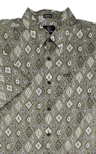 Volcom Scaler Stone Woven Shirt Mens Medium Olive Green Geometric Print New M - Picture 1 of 6