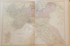 Two 1882 Blackie large maps Italy North & South parts printed color - Picture 1 of 18