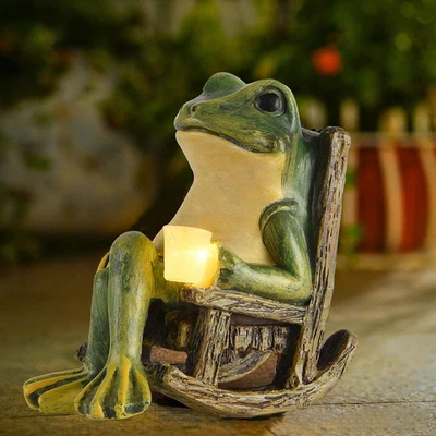 Tirifer Solar Frog Garden Statue, Outdoor Decor Figurine with Solar Light Fairy - image 1 of 4