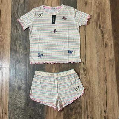 Conjunto de camiseta y pijama corto Emerson Road Little Stripe Butterfly talla S nuevo con etiquetas Foto 1 de 4