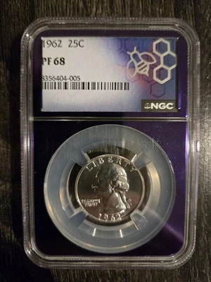 1962 Silver Proof Washington Quarter 25C NGC PF68  - Image 1 of 2