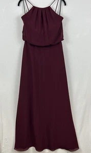 Vestido de Dama de Honor Sorella Vita Vino Gasa Hasta el Suelo Talla 12 ¡Perfecto! (460) - Imagen 1 de 5