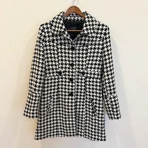 George Pea Mantel Mädchen Extra Large 14 16 schwarz weiß Hahnentritt elegant adrett - Bild 1 von 15