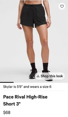 LULULEMON Women's black Pace rival high rise short 3", SZ 6 - Image 1 of 4