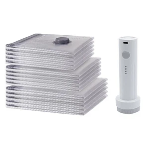 Vacuum Storage Bag Set 9 PCS with Wireless Pump for Clothes and Bedding Storage - Picture 1 of 12