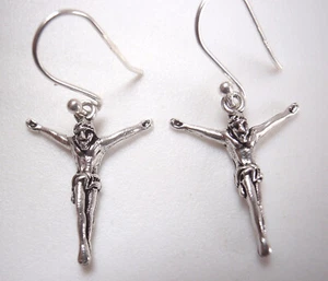 Jesus 925 Sterling Silver Dangle Earrings - Picture 1 of 2