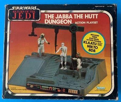 STAR WARS 1983 KENNER ROTJ JABBA THE HUTT DUNGEON CAJA SELLADA 8D8 KLAATU NIKTO Foto 1 de 4
