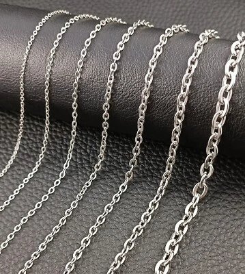 Edelstahl Ankerkette Halskette Größe 1,5-5 mm Silber Herren,Damen Modeschmuck - Bild 1 von 4