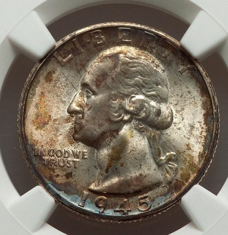 1945-D NGC MS67 Washington Toned Silver Quarter 25c ~ STUNNING ~ Must See! Cover