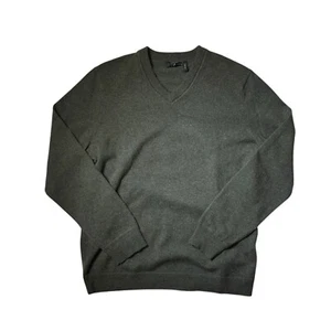 Theory Sweater Men Large Green Wool V Neck Pullover Long Sleeve Knit - Picture 1 of 6