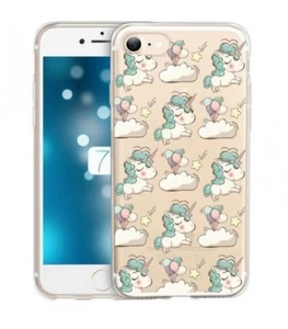 Coque Iphone 7 PLUS Iphone 8 PLUS licorne nuages unicorn cute kawaii transparent - Photo 1 sur 1