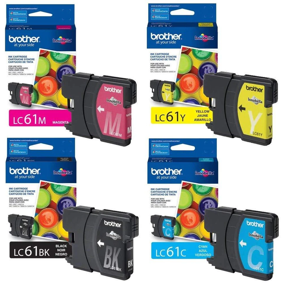 GENUINE Brother LC61 Ink Cartridge 4 Pack for MFC-290C MFC-490CW  MFC-5490CN - Image 1 of 1