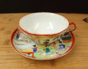 Juego de taza de té y platillo asiático geisha japonesa niñas Japón - Imagen 1 de 9