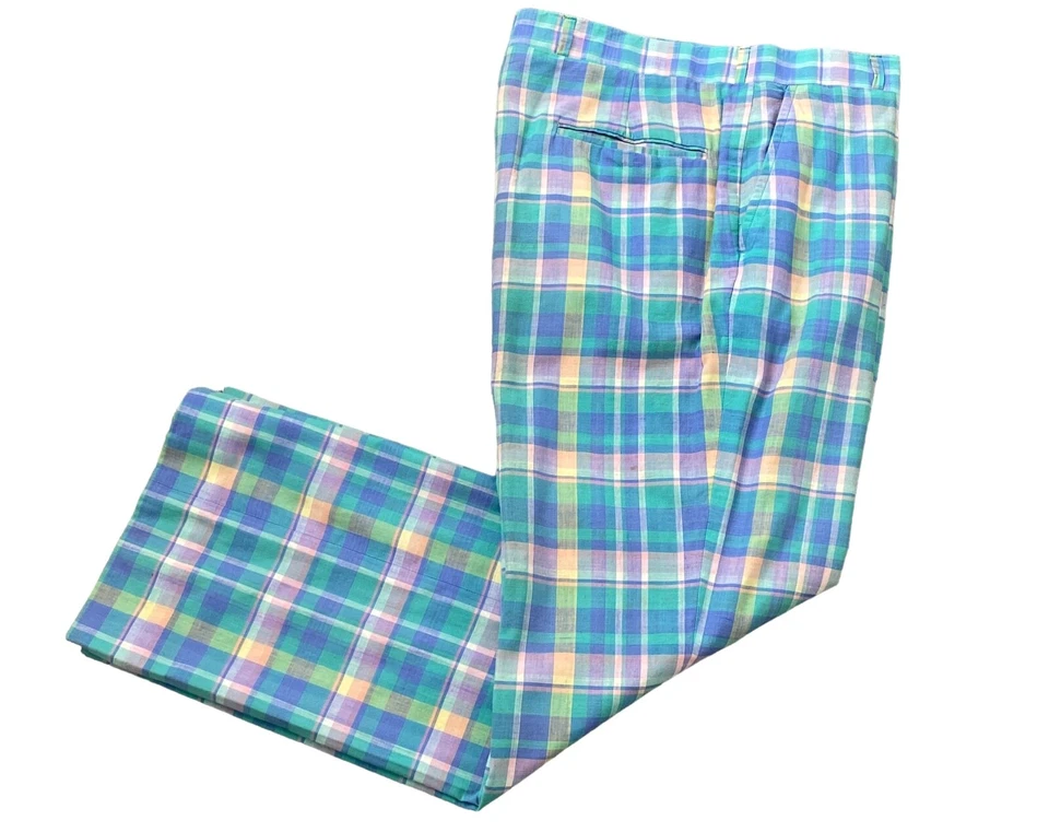 Винтажные опрятные штаны для гольфа Mark Fore & Strike By Corbin Madras в клетку с когтями 34x28 - Изображение 1 из 4