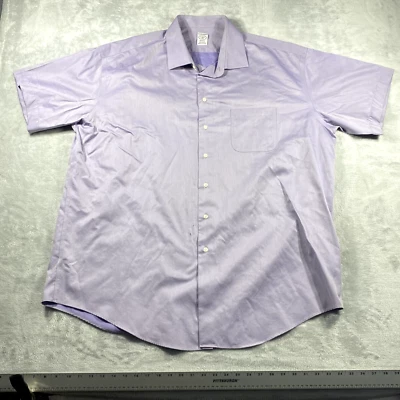 Pronto Uomo Dress Shirt Mens 19 36/37 Tall Non-Iron Purple Short Sleeve - Image 1 of 4