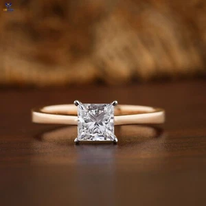 1.04 TDW Princess Lab Grown Diamond Proposal Ring 18k Rose Gold - Picture 1 of 6