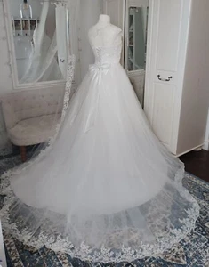 Stunning Ivory Tulle And Lace Applique Wedding Dress ..uk 12 - Picture 1 of 8