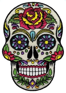 PARCHE DE CALAVERA DE AZÚCAR bordado hierro DÍA DE LOS MUERTOS CALAVERA DÍA DE MUERTOS - Imagen 1 de 5