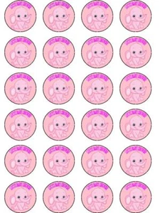 24 X PRE CUT BABY SHOWER GIRLS CUTE TOY CUP CAKE TOPPERS - Picture 1 of 1