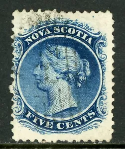 Canada 1860 Nova Scotia 5¢ Blue White Paper Scott #10 VFU Z51 - Picture 1 of 6