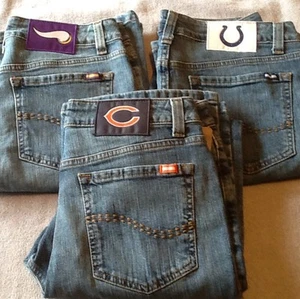 Size 10 Women's NFL Denim Cheerleader Boot Cut Blue Jeans Colts Bears NWT - Picture 1 of 12