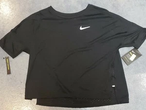 Womens Nike T-shirt Size XL Black DRi-Fit Running Gym Training $50 retail - Picture 1 of 3