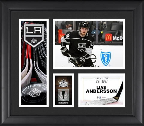 Lias Andersson Los Angeles Kings FRMD 15" x 17" Collage with a Piece of GU Puck Cover