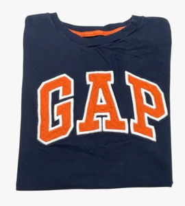 VTG Y2K GAP Kids Navy w orange embroidered logo spell out T-shirt Boys L(10) - Picture 1 of 7