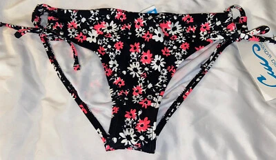 NWT California Waves Floral Side Tide Swimsuit Bikini Bottom M (A23) - Image 1 of 2