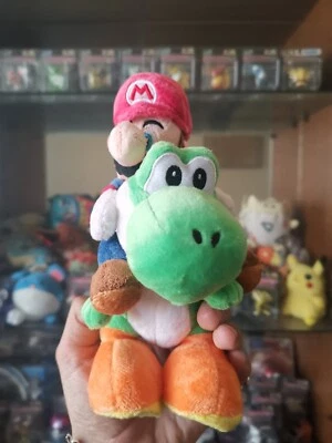 Pelúcia brinquedo macio oficial Nintendo Sanei 2007 Super Mario Bros MARIO YOSHI 9" novo com etiquetas  - Imagem 1 de 3