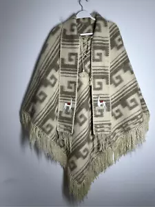 Poncho Peruano Textil Lana Alpaca Bufanda Adjunta Aplicación Lama Talla Única *Notas - Imagen 1 de 14