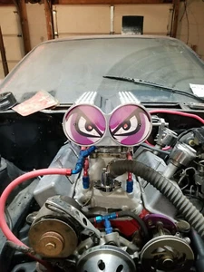 PURPLE NO FEAR EYES VINYL DECAL PAIR SHOTGUN AIR INTAKE HOOD SCOOP BUG CATCHER - Picture 1 of 2