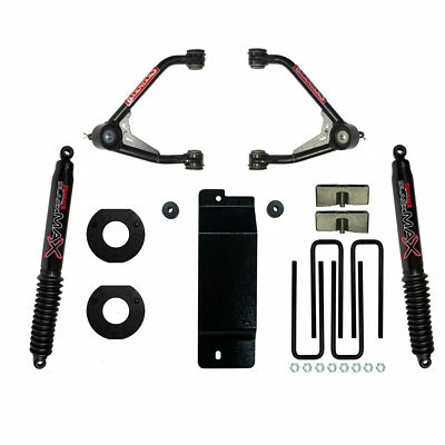 Kit de elevación de brazo de control superior Skyjacker de 3,5-4 pulgadas con amortiguadores traseros negros Max B8500 Foto 1 de 2