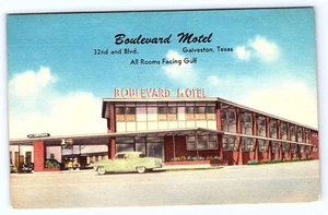 Galveston Texas Boulevard Motel linen postcard C871 - Picture 1 of 2