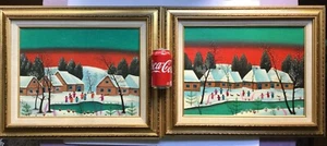 Russia - Russian artist Tamar Markova 2  Naïf - Folk paintings Winter Villages. - Bild 1 von 12
