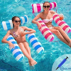 2PC Inflatable Portable Floating Water Hammock Float Pool Bed Swimming Chair Toy - Picture 1 of 53