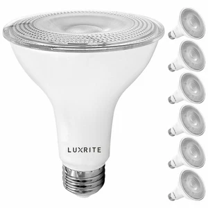 Luxrite 6-Pack LED PAR30 Flood Light Bulb Cool White 11W Dimmable Wet Rated - Picture 1 of 7